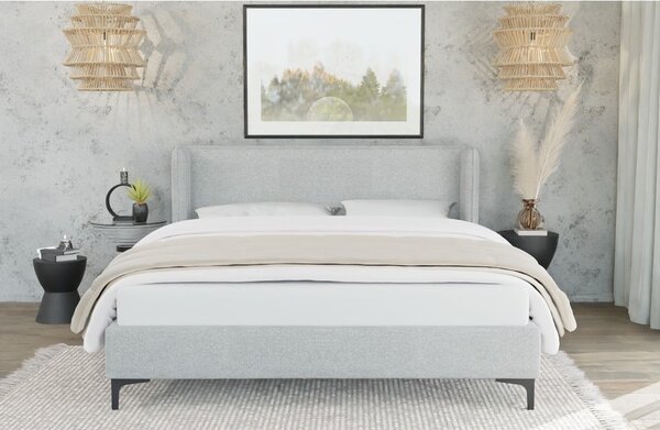 Sivá čalúnená dvojlôžková posteľ s roštom 180x200 cm Basti – Ropez