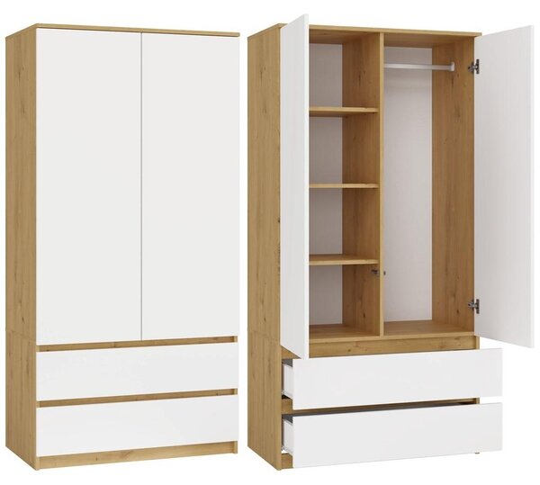 Šatníková skriňa do predsiene 90 cm TAAVI - dub artisan / biela