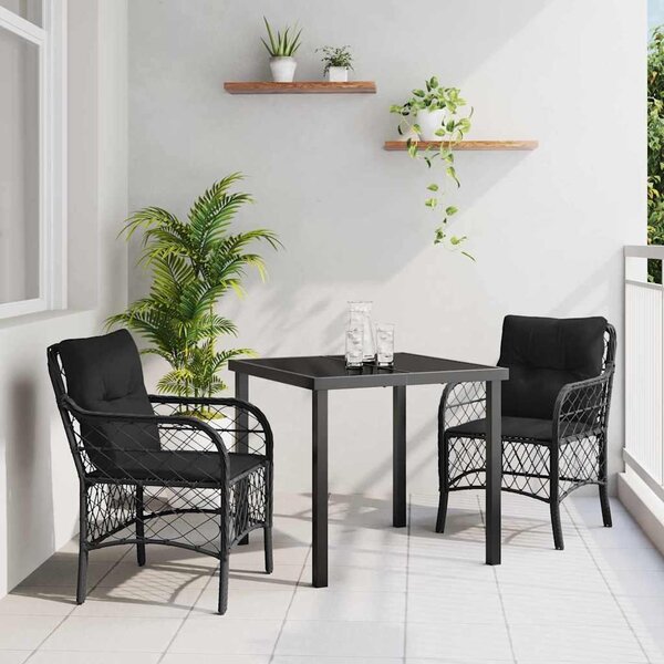 Maison Exclusive – Záhradná jedálenská súprava, 3 kusy, čierna, umelý ratan