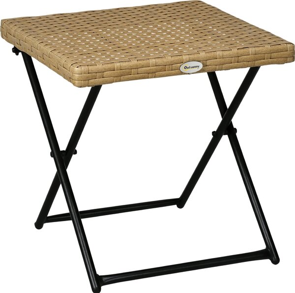 Outsunny bočný stôl záhradný stôl skladací stôl skladací polyrattan príroda