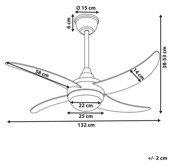 Stropný ventilátor s LED mosadzný železná základňa plastové lopatky s efektom dreva časovač diaľkové ovládanie