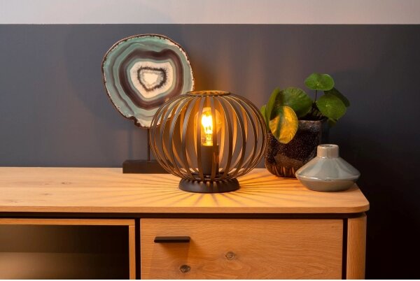 Lucide 78574/25/30 - Stolná lampa MANUELA 1xE27/40W/230V pr. 25,5 cm čierna