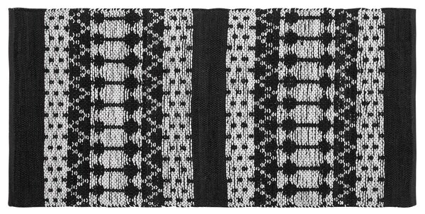 Koberec čierna béžová koža bavlna 80 x 150 cm abstraktný vzor ručná výroba obdĺžnikový tvar moderný štýl obývačka spálňa