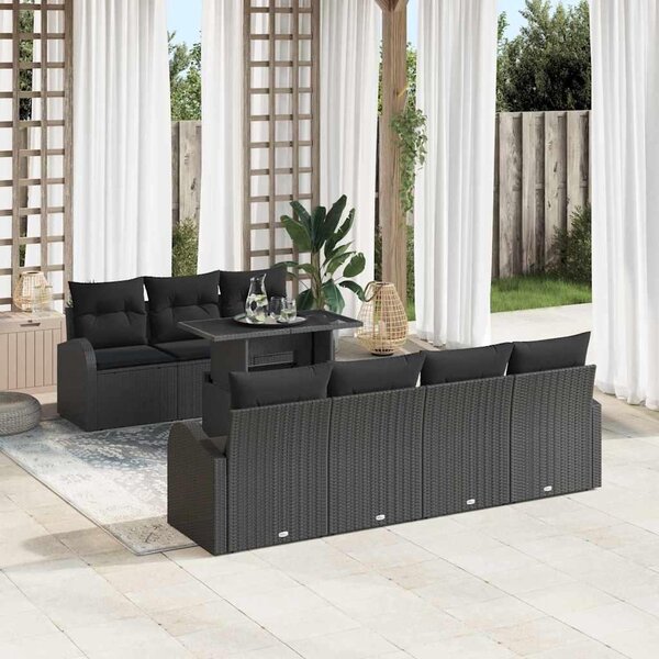 Maison Exclusive - Záhradný nábytok s vankúmi 8 ks ierny Poly-rattan