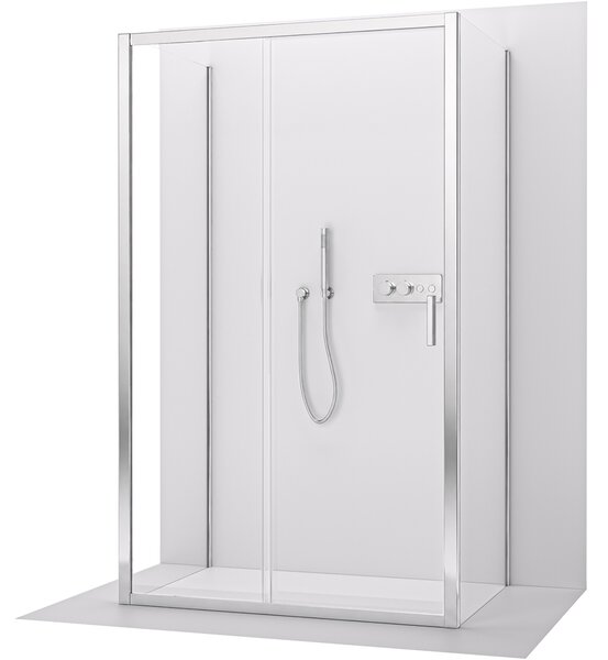 CERANO - Trojstenný sprchovací kút Varone LINE UL/P - 6 mm - chróm, transparentné sklo - 150x70x195 cm - posuvný