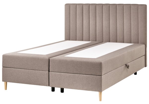Kontinentálna posteľ s úložným priestorom sivobéžová látkové čalúnenie 160 x 200 cm moderný štýl spálňa