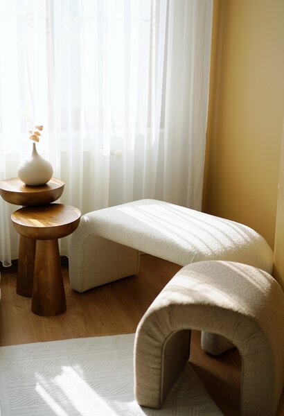 Hanah Home Taburet NU BENCH Teddy biely