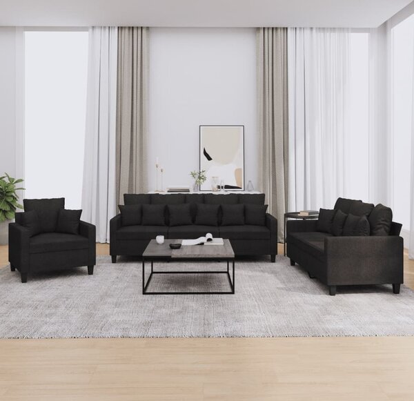 Maison Exclusive – 3-dielna sedacia súprava s vankúmi, ierna látka