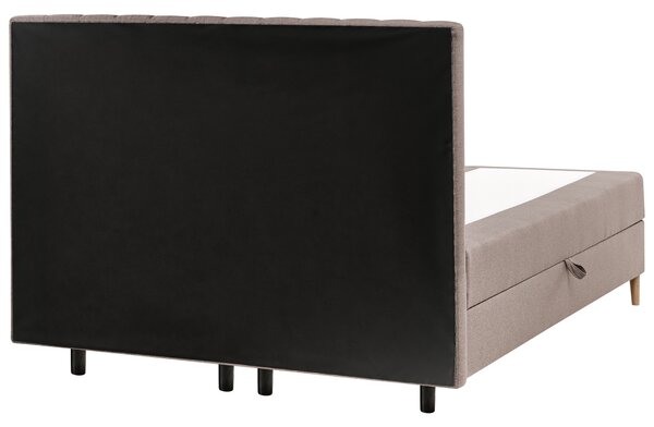 Kontinentálna posteľ s úložným priestorom sivobéžová látkové čalúnenie 160 x 200 cm moderný štýl spálňa