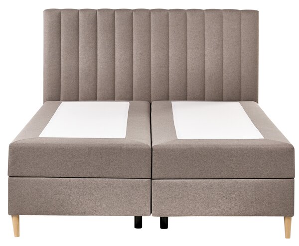 Kontinentálna posteľ s úložným priestorom sivobéžová látkové čalúnenie 160 x 200 cm moderný štýl spálňa