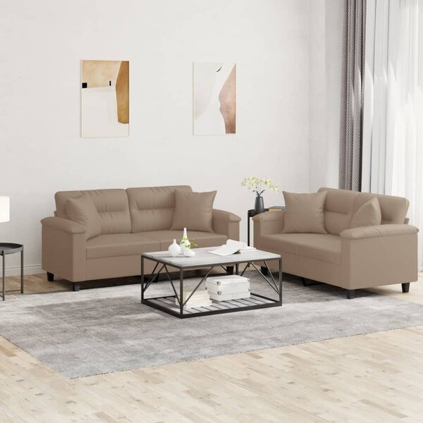 Maison Exclusive – 2-dielna sedacia súprava s vankúmi v odtieni cappuccino-hnedá, z umelej koe