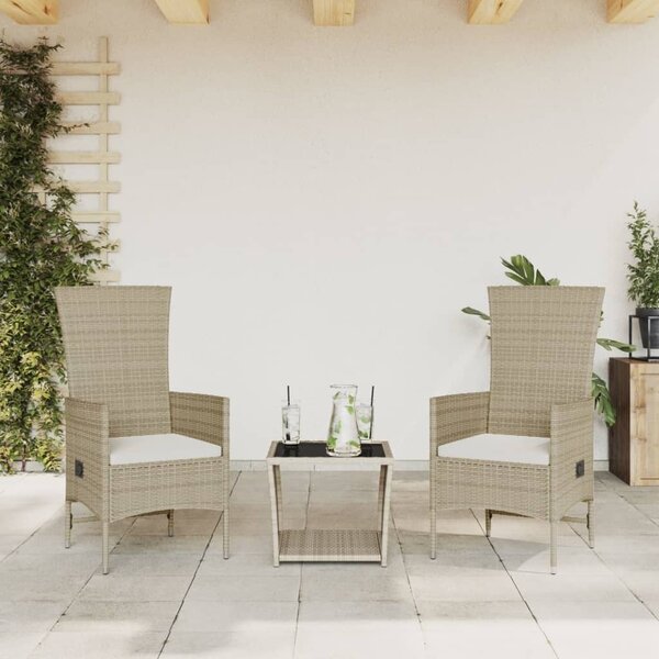 Maison Exclusive – 3-dielna záhradná jedálenská súprava s vankúšmi, béžová, polyratan