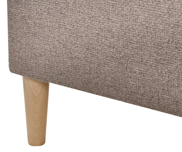 Kontinentálna posteľ s úložným priestorom sivobéžová látkové čalúnenie 160 x 200 cm moderný štýl spálňa