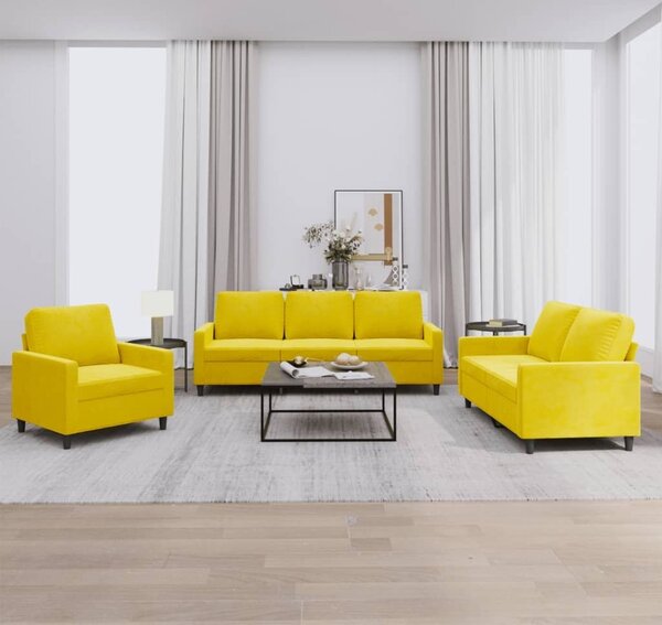 Maison Exclusive – 3-dielna sedacia súprava s vankúmi, ltý zamat