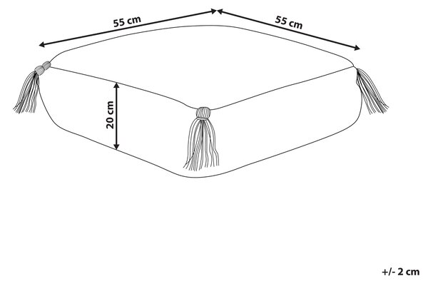 Taburet biely bavlnený 55 x 55 x 20 cm štvorcový vankúš na sedenie na zemi farebný geometrický vzor