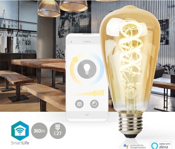 Nedis WIFILRT10ST64- stmievateľná LED žiarovka ST64 E27/4,9W/230V Wi-Fi 1800-6500K