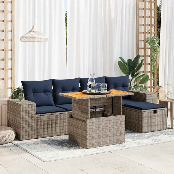 Maison Exclusive – 6-dielna záhradná súprava s vankúšmi, čierna, polyratan