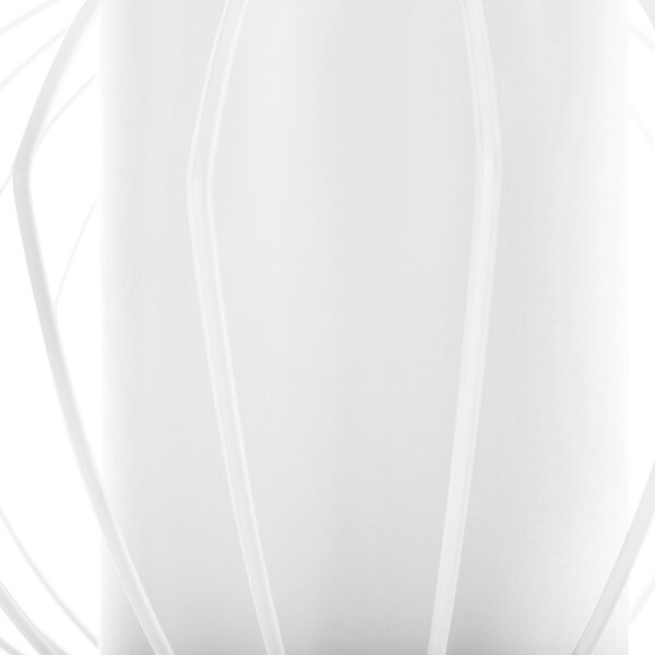 Závesná lampa biela kovové tienidlo v tvare klietky industriálny glamour dizajn
