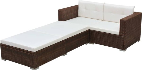Maison Exclusive – 3-dielna záhradná súprava s vankúšmi z polyratanu, hnedá
