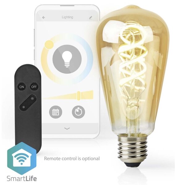 Nedis WIFILRT10ST64- stmievateľná LED žiarovka ST64 E27/4,9W/230V Wi-Fi 1800-6500K