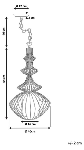 Závesná lampa biela kovové tienidlo v tvare klietky industriálny glamour dizajn