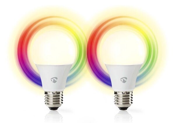Nedis WIFILRC20E27 - sada 2x stmievateľných LED RGBW žiaroviek E27/9W Wi-Fi 2700-6500K