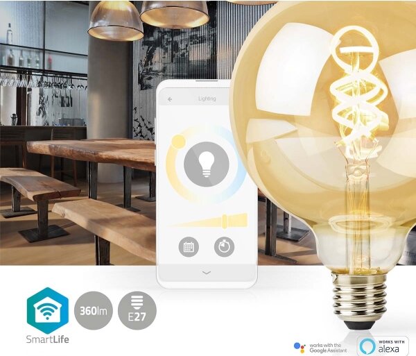 Nedis WIFILRT10G125 - LED Stmievateľná žiarovka E27/4,9W/230V Wi-Fi 1800-6500K