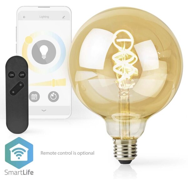 Nedis WIFILRT10G125 - LED Stmievateľná žiarovka E27/4,9W/230V Wi-Fi 1800-6500K