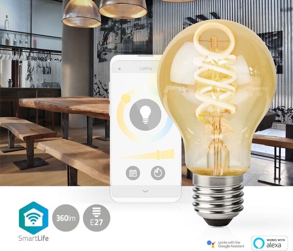 Nedis WIFILRT10A60 - Stmievateľná LED žiarovka A60 E27/4,9W/230V Wi-Fi 1800-6500K