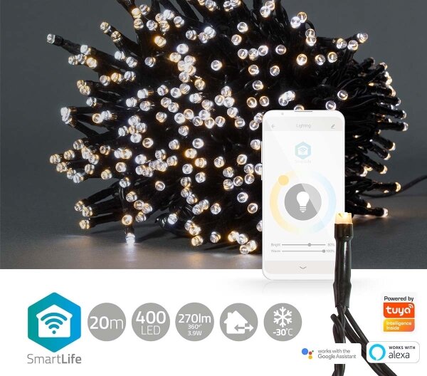 Nedis WIFILX02W400 - LED Vianočná reťaz 400xLED/8 funkcií 25m IP65 Wi-Fi Tuya
