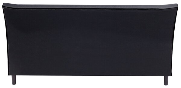 Posteľ tmavosivá látkové čalúnenie 180 x 200 cm prešívané čelo s gombíkmi v štýle Chesterfield lamelový rošt drevené nohy moderný štýl spálňa
