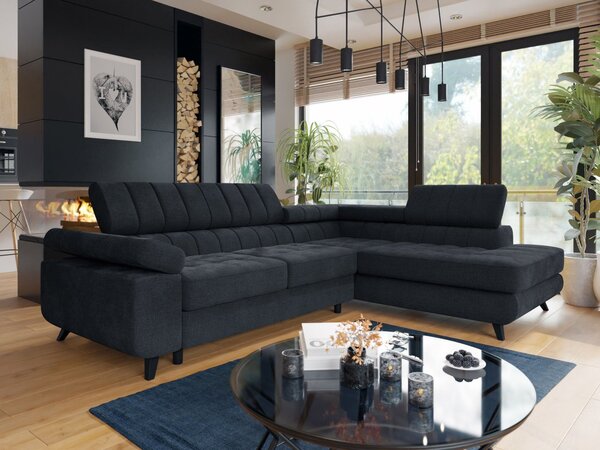 Mirjan24 Rohová sedačka Elsie, Dostupné poťahy: Spirit Black, Strana rohovej sedačky: pravá 5903211544675