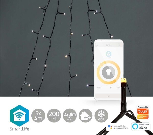 Nedis WIFILXT11W200 - LED Vianočný záves 200xLED/8 funkcií 5x7m IP65 Wi-Fi Tuya