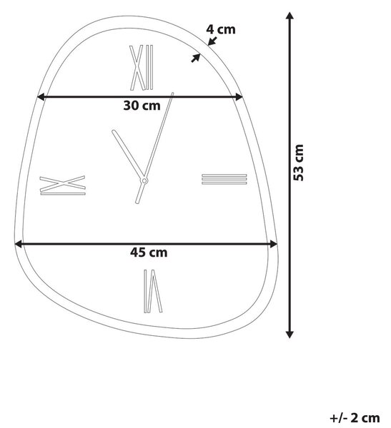 Nástenné hodiny tmavohnedý rám 53 x 45 cm minimalistický dizajn zrkadlový povrch bytové doplnky obývačka spálňa