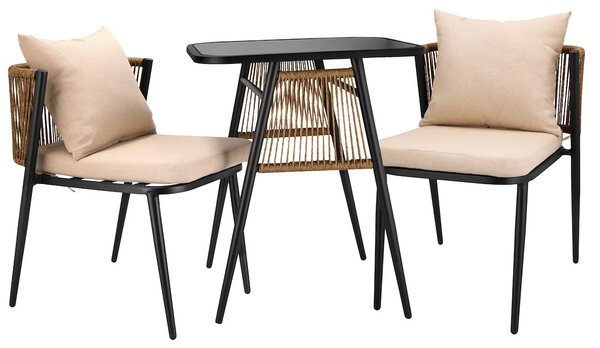 Dekorstudio Záhradný balkónový set z technoratanu 3-dielny – béžový