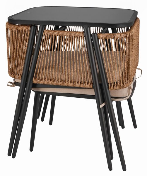 Dekorstudio Záhradný balkónový set z technoratanu 3-dielny – béžový