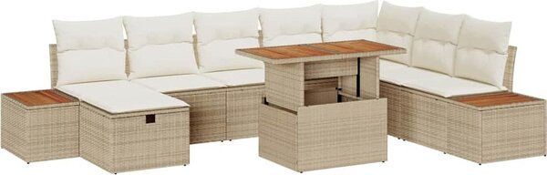 Maison Exclusive - Záhradný nábytok s vankúmi s úloným priestorom 9 ks Béový Poly-rattan