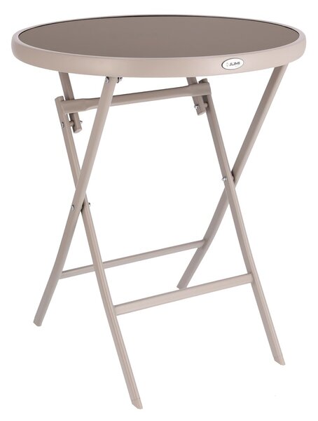Dekorstudio Záhradný skladací stolík s tvrdeným sklom 60cm – béžový