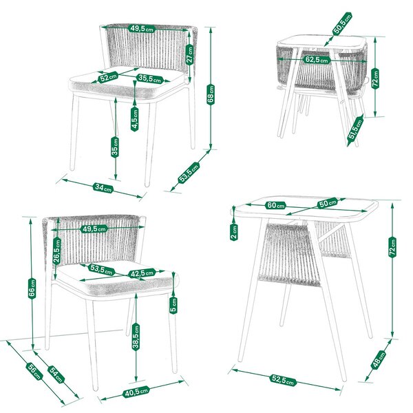 Dekorstudio Záhradný balkónový set z technoratanu 3-dielny – béžový