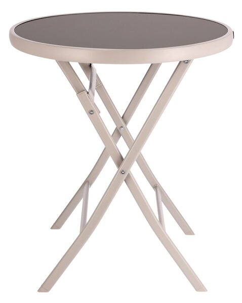 Dekorstudio Záhradný skladací stolík s tvrdeným sklom 60cm – béžový