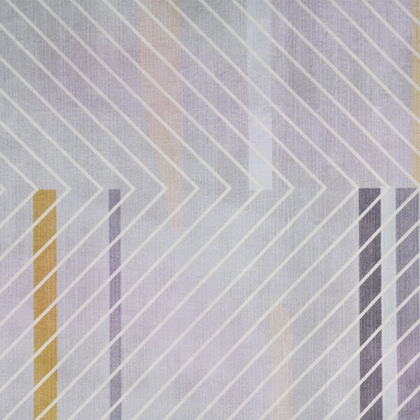 Koberec sivý so žltým polyesterom s krátkym vlasom s geometrickým vzorom 80x 150 cm