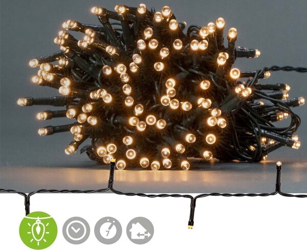 Nedis CLBO192 - LED reťaz 192xLED/7 funkcií/3xAA 14,9m IP44 teplá biela
