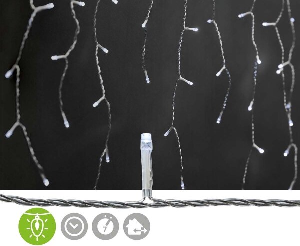Nedis CLLC180C - LED záves 180xLED/7 funkcií 10,9m IP44 studená biela