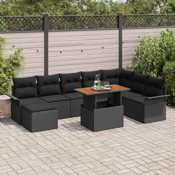 Maison Exclusive - Záhradný nábytok s úloným priestorom 9 ks ierny Poly Rattan