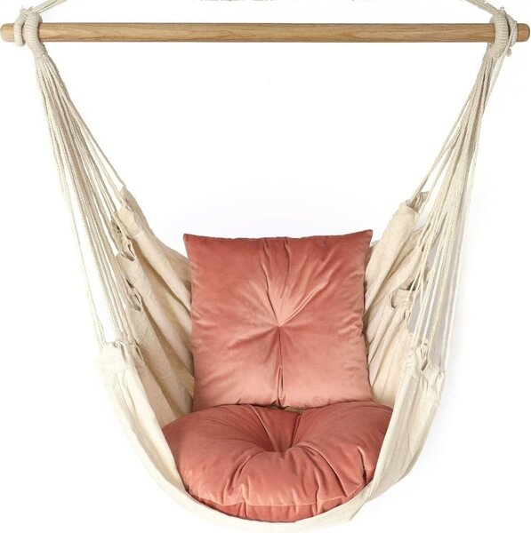 Love Gifts® Závesné kreslo s 2 vankúšmi a sadou háčikov na strop 130/100 cm - nosnosť 150 kg, závesné kreslo pre dospelých a deti, závesné kreslo do interiéru
