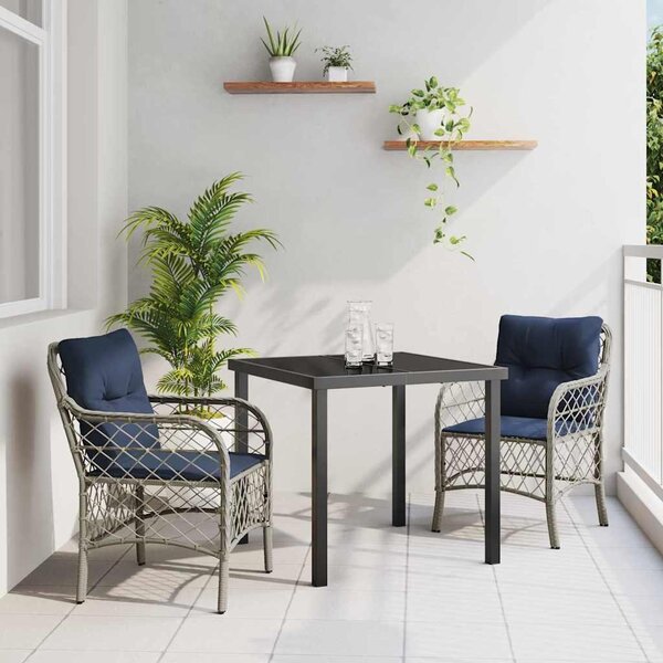 Maison Exclusive – Záhradná jedálenská súprava, 3 kusy, sivá a čierna, ratan