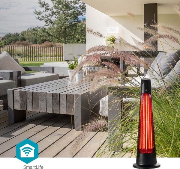 Nedis HTPA21BKW - Vonkajšie vykurovacie teleso SmartLife 600/1200W/230V Wi-Fi Tuya IP24