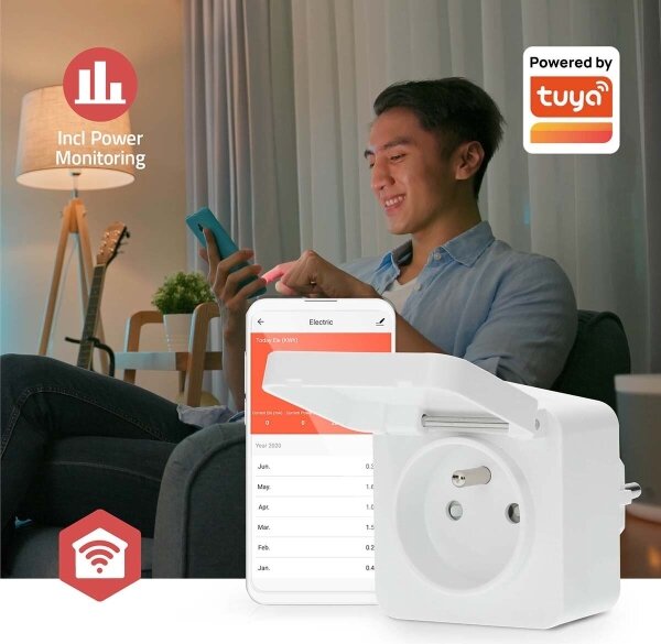 Nedis ZBPO130EWT -Inteligentná zásuvka Smartlife 3680W/230V/ Typ E/16A Wi-Fi Tuya IP44