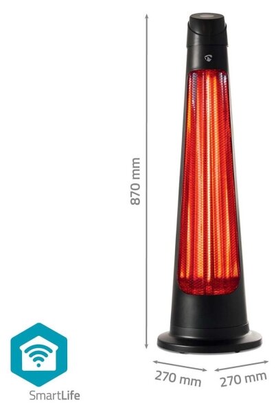 Nedis HTPA21BKW - Vonkajšie vykurovacie teleso SmartLife 600/1200W/230V Wi-Fi Tuya IP24