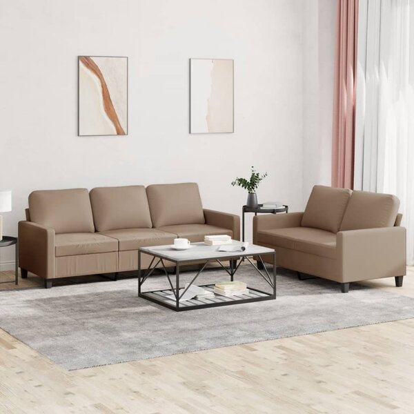 Maison Exclusive – 2-dielna sedacia súprava s vankúmi v odtieni cappuccino-hnedá, z umelej koe